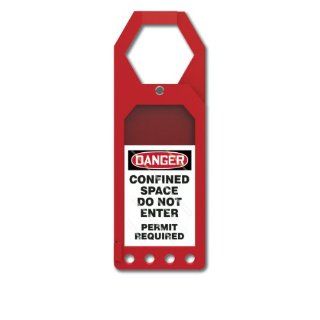 Accuform Signs TSS912 Plastic Secure Status Tag Holder, Legend "DANGER CONFINED SPACE DO NOT ENTER PERMIT REQUIRED", 3 1/2" Width x 10" Height x 3/8" Depth, White/Black on Red: Lockout Tagout Locks And Tags: Industrial & Scient