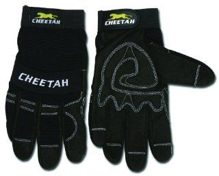 MCR Safety 935CHL Cheetah Synthetic Leather Mechanic Style Gloves with Vented Finger Sidewalls and Fourchettes, Black, Large, 1 Pair   Work Gloves  