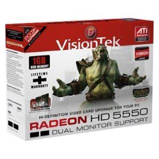 Visiontek 900331 Radeon HD 5550 Graphic Card   550 MHz Core   1 GB DDR2 SDRAM   PCI Express 2.0 x16. RADEON HD 5550 PCIE 1GB DDR2 VGA/DVI/HDMI WIN7 300W V CARD. CrossFireX   DVI   VGA: Computers & Accessories