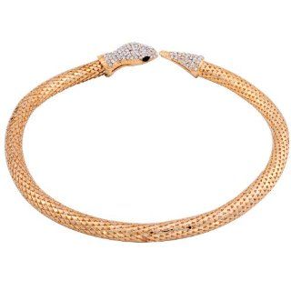 Yazilind Gold Tone Full Crystal Choker Snake Collar Necklace lenght:16.1In: Pendant Necklaces: Jewelry