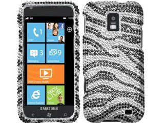 Silver Zebra Black Bling Rhinestone Diamond White Black Crystal Faceplate Hard Skin Case Cover for Samsung Focus S SGH i937 w/ Free Pouch: Cell Phones & Accessories