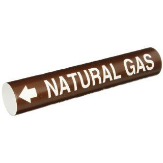 Brady 4349 C Bradysnap On Pipe Marker, B 915, White On Brown Coiled Printed Plastic Sheet, Legend "Natural Gas" Industrial Pipe Markers