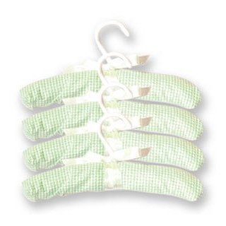 Hangers  4 Pack Sage Gingham Seersucker; 11" X 1 1/4" X 2 3/4" Hook  Nursery Basket Liners  Baby