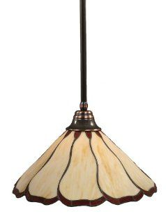 Toltec Lighting 26 BC 916 Stem Pendant Light Black Copper Finish with Honey and Burgundy Flair Tiffany Glass, 16 Inch   Ceiling Pendant Fixtures  