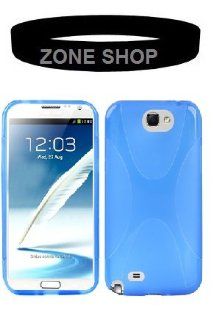 Zone Shop (TM) Blue X Line Type Shape Texture TPU Case Skin Cover for Samsung Galaxy Note 2 II N7100 + "ZONE SHOP" Bracelet Cell Phones & Accessories