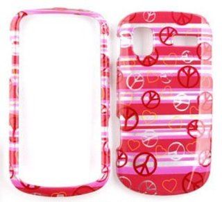 Samsung Focus i917 Transparent Design, Peace Signs and Hearts on Pink Hard Case, Cover, Faceplate, SnapOn, Protector: Cell Phones & Accessories