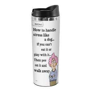 Tree Free Greetings TT01855 Aunty Acid 18 8 Double Wall Stainless Artful Tumbler, 14 Ounce, Dog Stress: How To Handle Stress Like A Dog: Kitchen & Dining