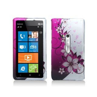 Purple Silver Flower Hard Cover Case for Nokia Lumia 920 Cell Phones & Accessories