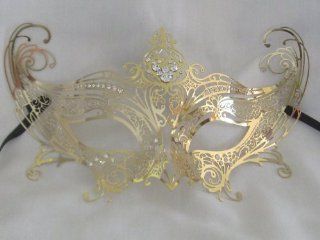 Gold Metal Venetian Carnival Cat Mask/Swarovski Crystals   Decorative Masks