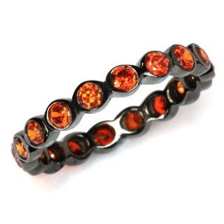 Orange CZ 925 Sterling Silver Eternity Stack/Stackable Ring Size 7: Jewelry