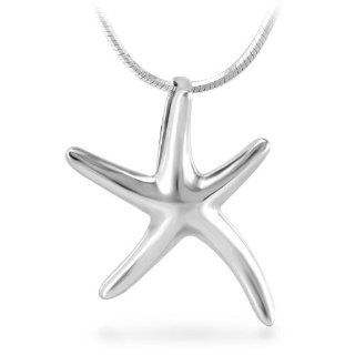 925 Sterling Silver Beautiful Starfish Pendant with Necklace Snake Chain 18'' Women Jewelry: Jewelry