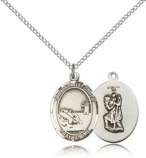 .925 Sterling Silver Saint St. Sebastian / Motorcycle Medal Pendant 3/4 x 1/2 Inches Athletes/Soldiers 8197  Comes with a SS Lite Curb Chain Neckace And a Black velvet Box: Jewelry