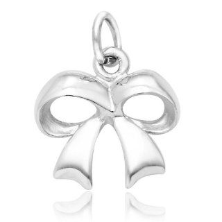 925 Sterling Silver Ribbon Bow Charm Pendant: Jewelry