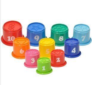 Big Dragonfly Children's Educational Toys a Set of 10 Fun and Colorful Stacking Cups Safe and Interesting Baby Learning Toy (Pakage in Chinese) : Baby Shape And Color Recognition Toys : Baby