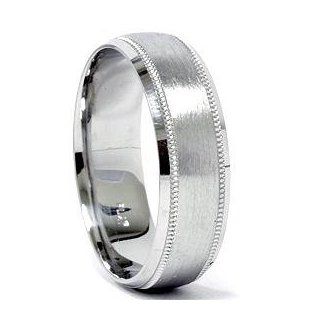 Mens 7mm 950 Palladium Satin Wedding Ring New Band: Jewelry