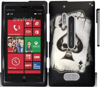Black Ace of Spades Skull Hard Cover Case with ApexGears Stylus Pen for Nokia Lumia 928 by ApexGears: Cell Phones & Accessories
