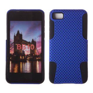 FINCIBO (TM) APEX Mesh Hybrid Hard Case Gel Cover For BlackBerry Z10 AT&T, Black Blue: Cell Phones & Accessories