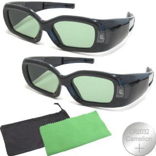 2 pieces of 3D DLP Link Glasses from Vidimensio for all 3D DLP Projectors and for all Samsung or Mitsubishi 3D DLP HDTVs . Super bright. Powered by replaceable CR2032 coin battery. Extra long life: Electronics