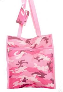 Pink White Camouflage Travel Tote Bag with Coin Purse: Clothing