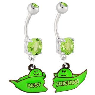 Set of Two Peas in a Pod Dangle Navel Belly Rings: Jewelry