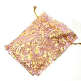 ILOVEDIY 100pcs in Bulk Pink Organza Small Drawstring Pouches Gift Bags 10x12cm: Jewelry