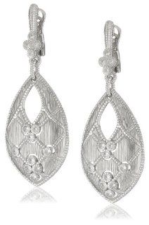 Judith Ripka "Gothic" Medium Quilted Marquis Shaped Drop Earrings Jewelry