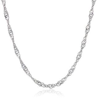 Duragold 14k White Gold Solid Singapore Chain Necklace (2mm ), 18": Jewelry