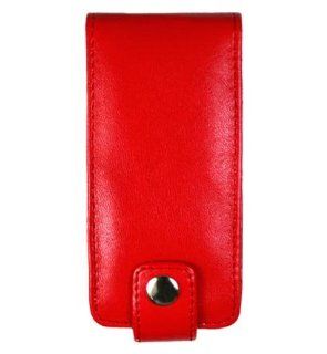 PCMICROSTORE Brand Microsoft Zune 4gb 8gb Premium Leather Flip Case with Rotating Belt Clip   Bundle with LCD Screen Shield Protector   5 Color Choices, RED: Electronics