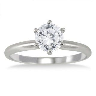 1 Carat Diamond Solitaire Ring in 14K White Gold: SZUL: Jewelry