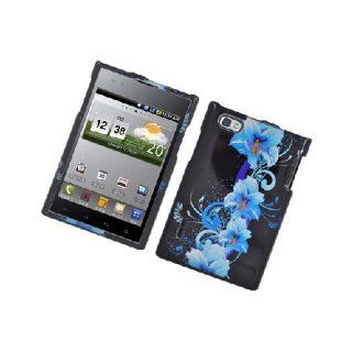 LG Intuition VS950 Optimus Vu P895 Black Blue Flowers Glossy Cover Case: Cell Phones & Accessories