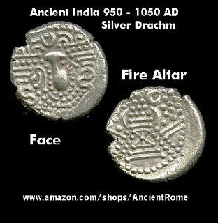 ANCIENT INDIA, Gujarat Dynasties 950 to 1050 AD. Fire Altar. Silver drachm. CHOICE!: Everything Else