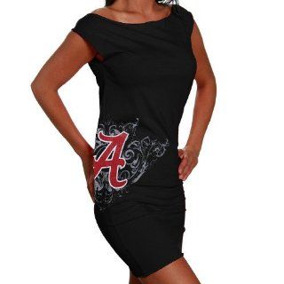 Alabama Crimson Tide Ladies Black Raw Edge Jersey Dress (X Large) : Sports Related Collectibles : Sports & Outdoors