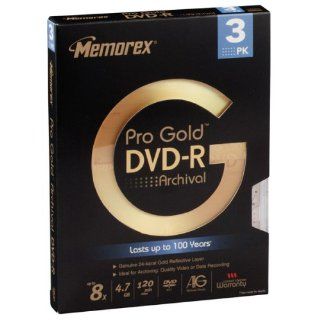 Memorex 4.7 GB Pro Gold Archival DVD R (3 Pack): Electronics