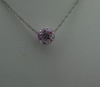 Frost Sterling Silver 8mm Grey and Pink Crystal Pendant Necklace Jewelry