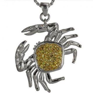 Crab Diamond And Sapphire Necklace With 0.70cts Yellow Sapphires And Diamonds In PLATINUM Diamond Pendant: Da'Carli: Jewelry