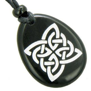 Magic Celtic Shield Knot Amulet Black Onyx Word Stone Necklace: Best Amulets: Jewelry