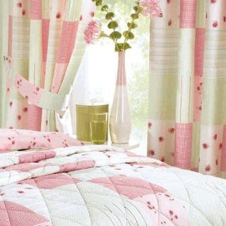 Vintage Style Pink Patchwork Readymade Curtains 66" x 72"   Window Treatment Curtains