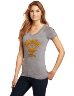 MLS Houston Dynamo Trefoil Logo Tri Blend V Neck Short Sleeve Women's T Shirt  Sports Fan T Shirts  Clothing