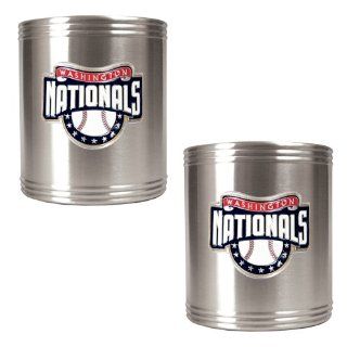 MLB Washington Nationals Two Piece Stainless Steel Can Holder Set  Primary Logo  Sports Fan Cold Beverage Koozies  Sports & Outdoors