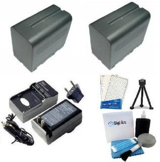 Sony NP F970 Equivalent Replacement Battery (2Pcs   Generic) + Digi Ac/Dc Rapid Charger + Mini Tripod + LCD Screen Protectors + Digi Pro Cleaning Kit For Sony DCR TRV310, DCR TRV315, DCR TRV320, DCR TRV5, DCR TRV510, DCR TRV520 Professional Camcorder  Dig