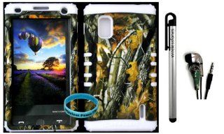AT&T LG Optimus G E970 Hybrid 2 in 1 Big Branch Mossy Camo Plastic Snap On + White Silicone Kickstand Cover Case (Stylus Pen,Camo Earpiece & Wireless Fones' Wristband included) Cell Phones & Accessories