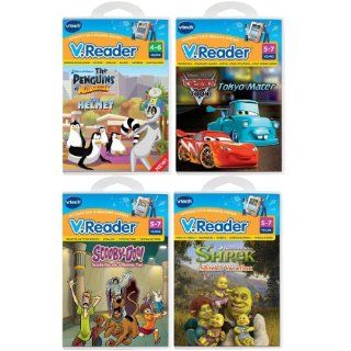 Vtech V.Reader Animated E Book 4 Book Bundle: Cars, Penguins, Scooby Doo, Shrek: Toys & Games