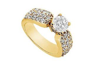 Unique Jewelry UBJ993Y14D Diamond Engagement Ring  14K Yellow Gold   1.50 CT Diamonds  Size 7 Unique Jewelry Jewelry