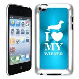 Apple iPod Touch 4 4G 4th Generation Light Blue B1665 hard back case cover I Love My Wiener Dachshund Puppy Dog: Cell Phones & Accessories