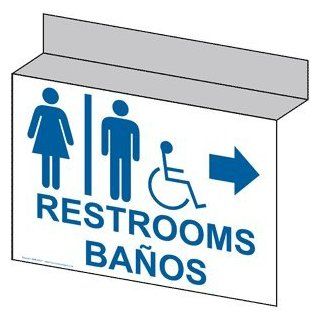 Restrooms With Symbol Right Sign RRB 6987Ceiling BLUonWHT Restrooms : Business And Store Signs : Office Products