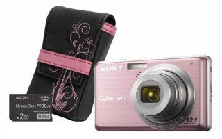 Sony Cybershot DSC S980 12MP Digital Camera with 4x Optical Zoom with Super Steady Shot Image Stabilization with Case and 2GB Memory Stick (Pink) : Camera & Photo