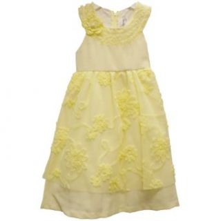 Rare Editions Girls 4 6X Linen Soutache Dress (5, Yellow): Clothing