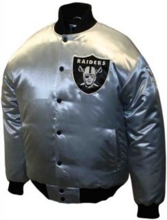 NFL Men's Oakland Raiders Prime Silver Satin Jacket (Silver, Small) : Sports Fan Outerwear Jackets : Clothing