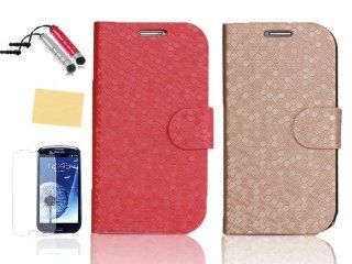 Nccypo 2Pcs Diamond Pattern Stand Leather Case Cover with Card Slots for Samsung Galaxy S3 i9300, with Screen Protectors and Stylus: Cell Phones & Accessories