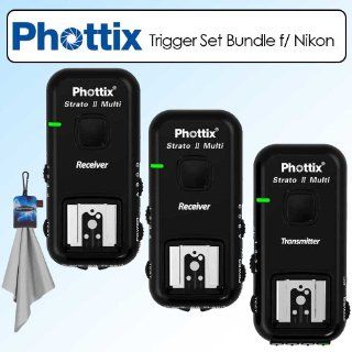 Phottix Strato II Multi 5 IN 1 Trigger Set for Nikon  PH15653 Bundle With Additional Receiver and Microfiber Cloth : Digital Camera Accessory Kits : Camera & Photo